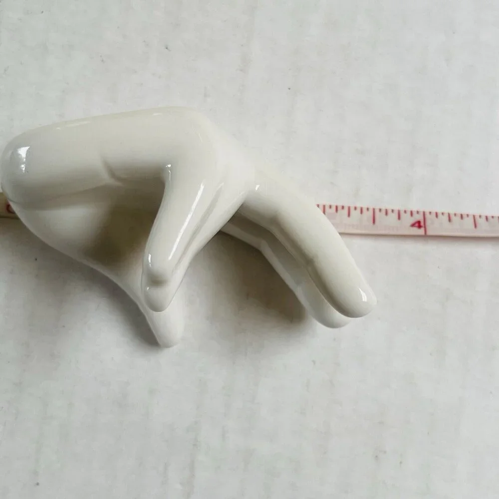 White Porcelain Hand Shaped Trinket Dish Ring Holder Chopstick Home Decor White